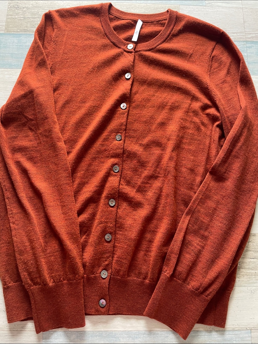 Blue Sky Women's Button-Front Cardigan in Rust Orange